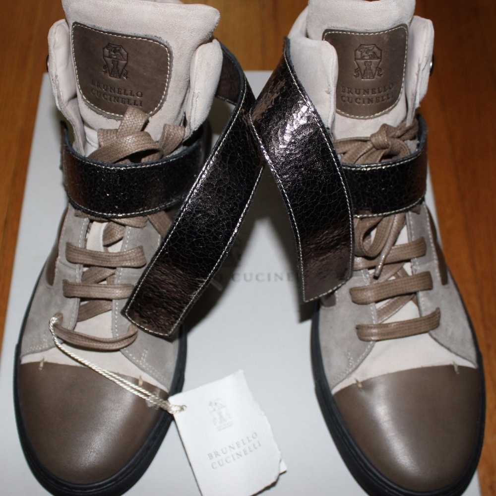 BRUNELLO CUCINELLI SUEDE MIX MEDIA LEATHR SNEAKER - Picture 2 of 8